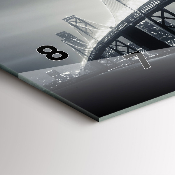 Ceas orizontale de perete din sticlă Pod noaptea San Francisco