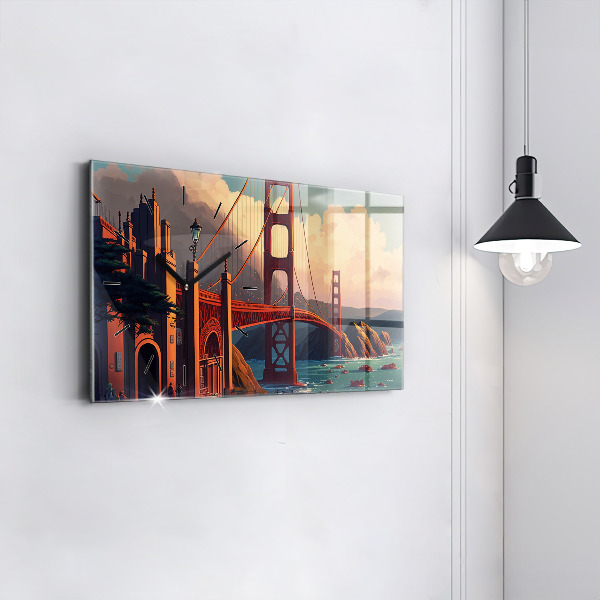 Ceas orizontale de perete din sticlă Pod din San Francisco