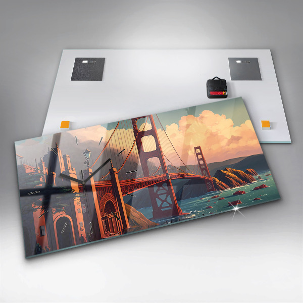 Ceas orizontale de perete din sticlă Pod din San Francisco