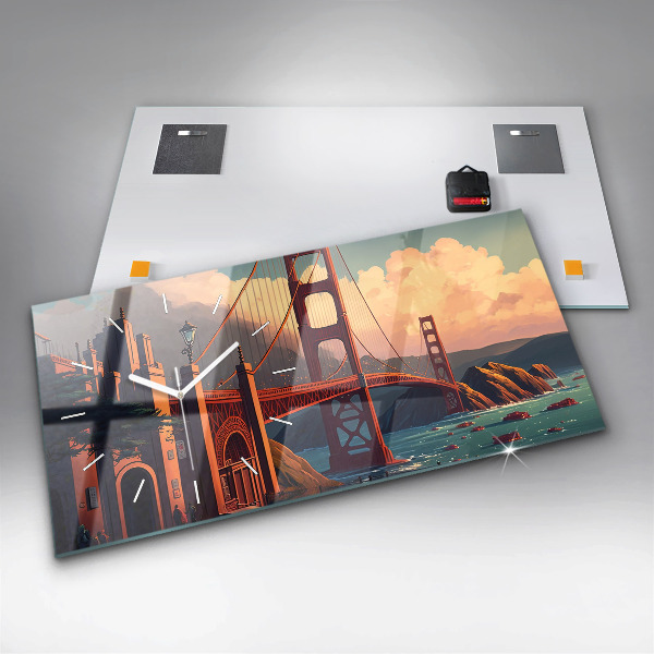 Ceas orizontale de perete din sticlă Pod din San Francisco