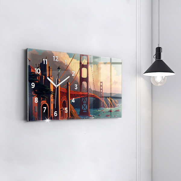 Ceas orizontale de perete din sticlă Pod din San Francisco