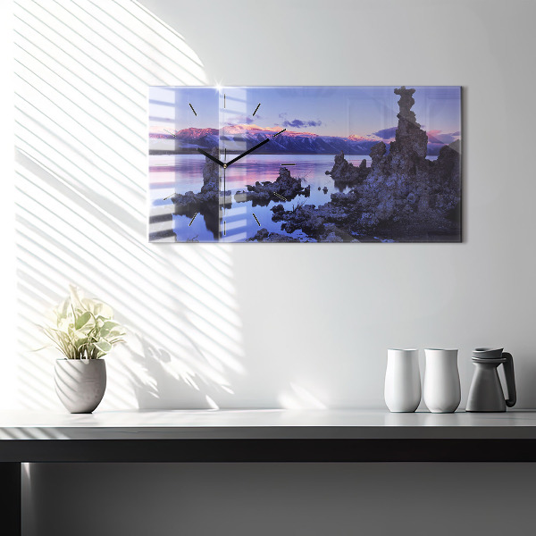 Ceas orizontale de perete din sticlă Lacul California