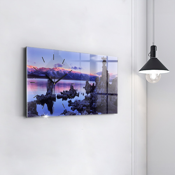 Ceas orizontale de perete din sticlă Lacul California