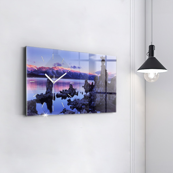 Ceas orizontale de perete din sticlă Lacul California