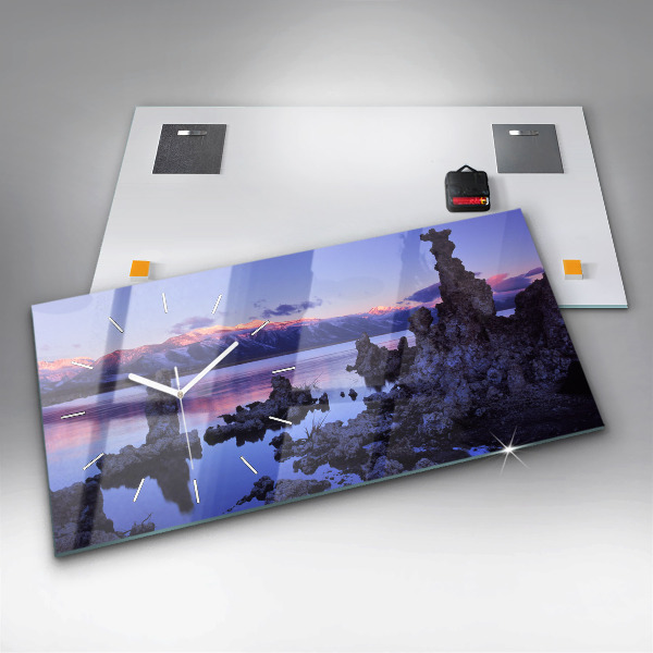 Ceas orizontale de perete din sticlă Lacul California