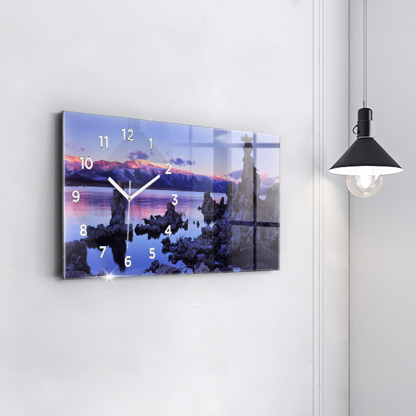 Ceas orizontale de perete din sticlă Lacul California