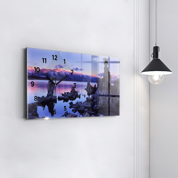 Ceas orizontale de perete din sticlă Lacul California
