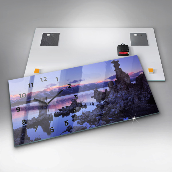 Ceas orizontale de perete din sticlă Lacul California