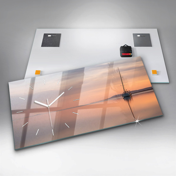 Ceas orizontale de perete din sticlă Lacul Balaton SUA