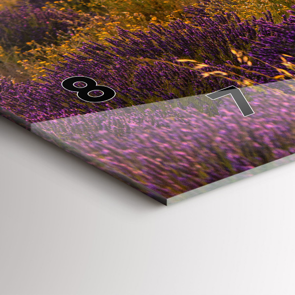 Ceas orizontale de perete din sticlă Lunca de lavandă Franța