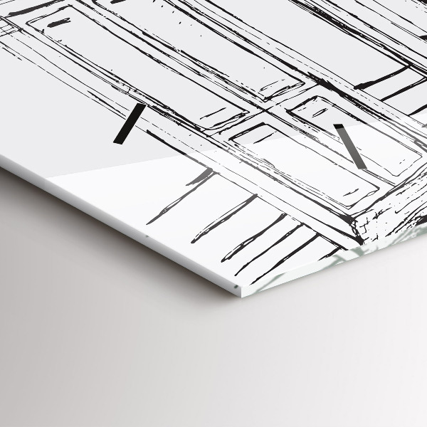 Ceas orizontale de perete din sticlă Desen al orașului Provence