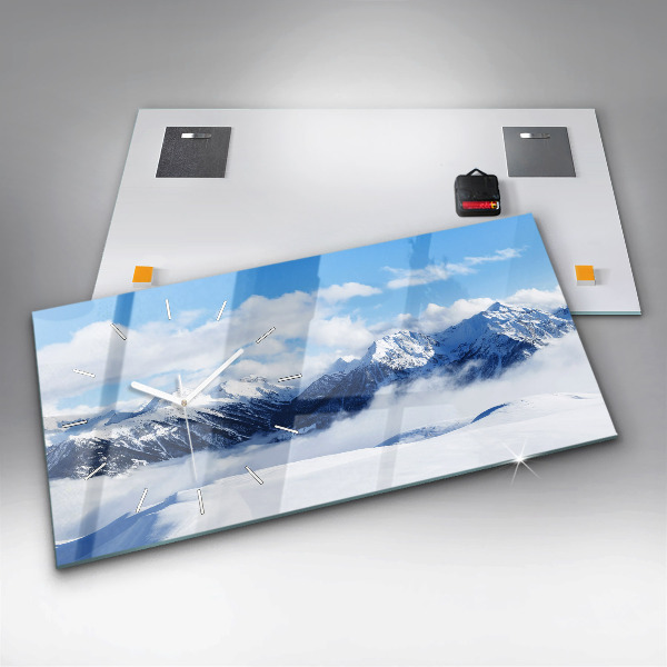 Ceas orizontale de perete din sticlă Panoramă montană