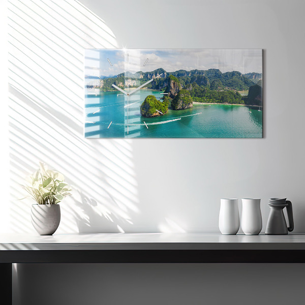 Ceas orizontale de perete din sticlă Insula din Thailanda