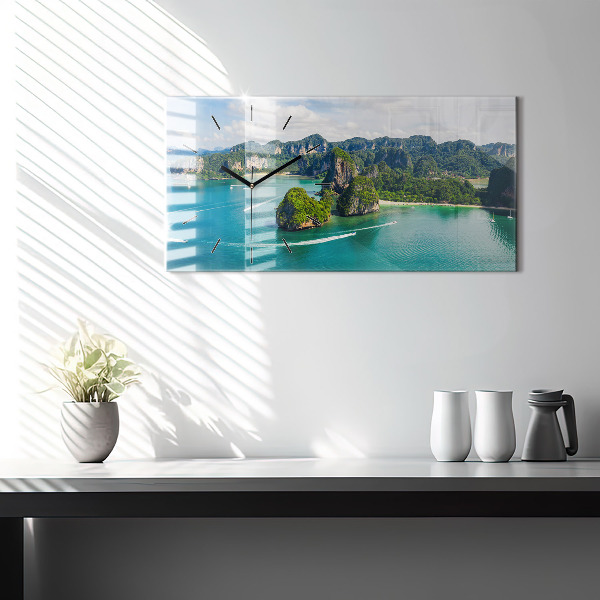 Ceas orizontale de perete din sticlă Insula din Thailanda