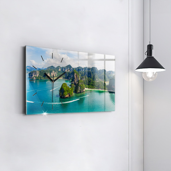 Ceas orizontale de perete din sticlă Insula din Thailanda
