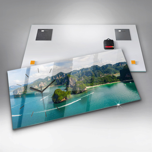 Ceas orizontale de perete din sticlă Insula din Thailanda