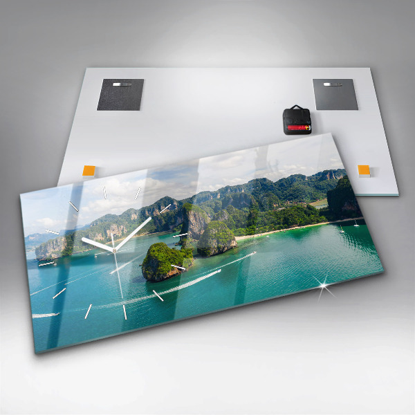 Ceas orizontale de perete din sticlă Insula din Thailanda