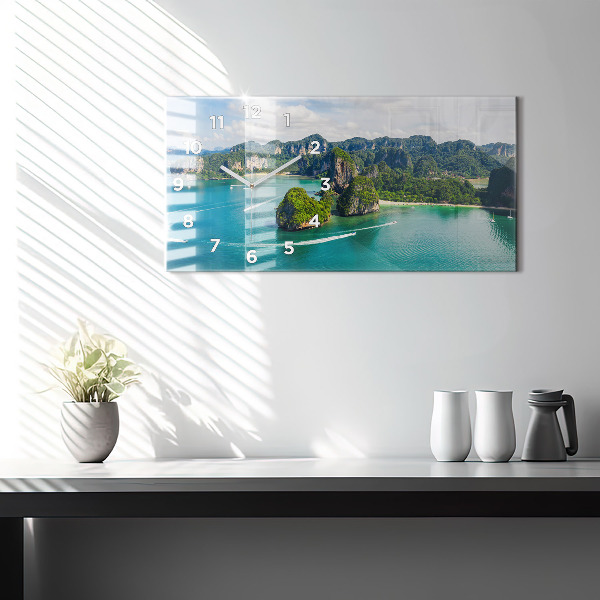 Ceas orizontale de perete din sticlă Insula din Thailanda