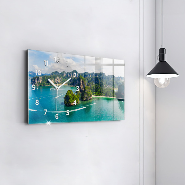 Ceas orizontale de perete din sticlă Insula din Thailanda