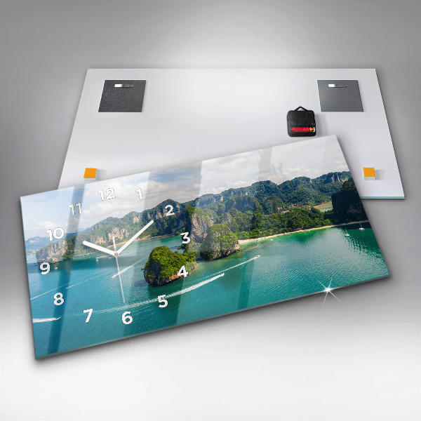 Ceas orizontale de perete din sticlă Insula din Thailanda