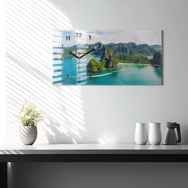 Ceas orizontale de perete din sticlă Insula din Thailanda