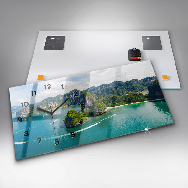 Ceas orizontale de perete din sticlă Insula din Thailanda