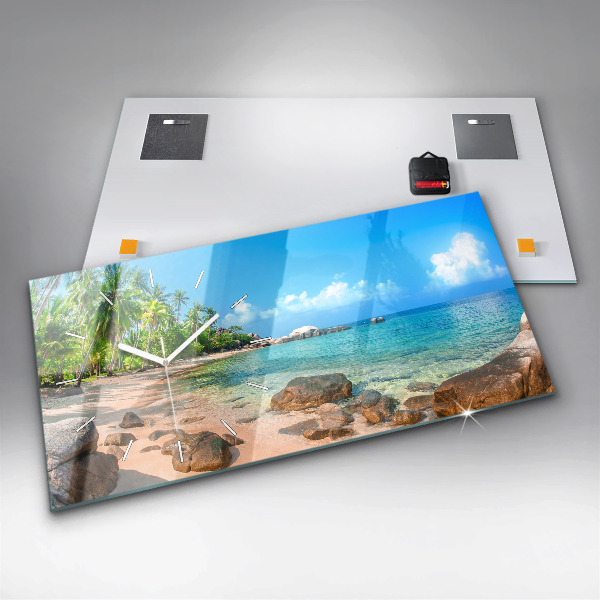 Ceas orizontale de perete din sticlă Plaja frumoasa din Thailanda