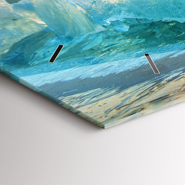 Ceas orizontale de perete din sticlă Munte de gheață și răsărit