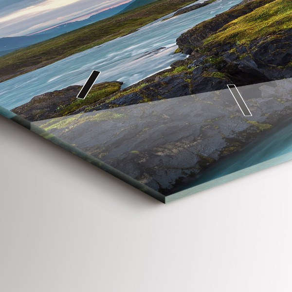 Ceas orizontale de perete din sticlă Peisaj cu o cascadă