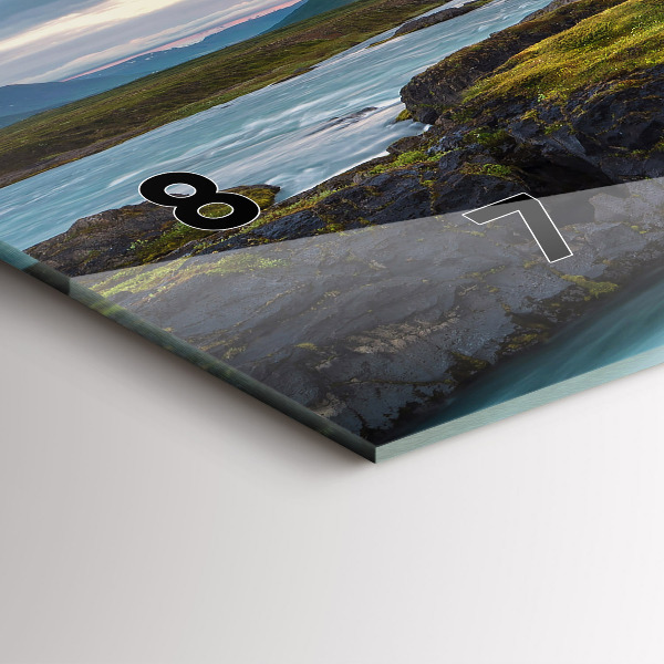 Ceas orizontale de perete din sticlă Peisaj cu o cascadă