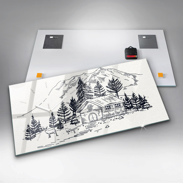 Ceas orizontale de perete din sticlă Oraș de desene animate