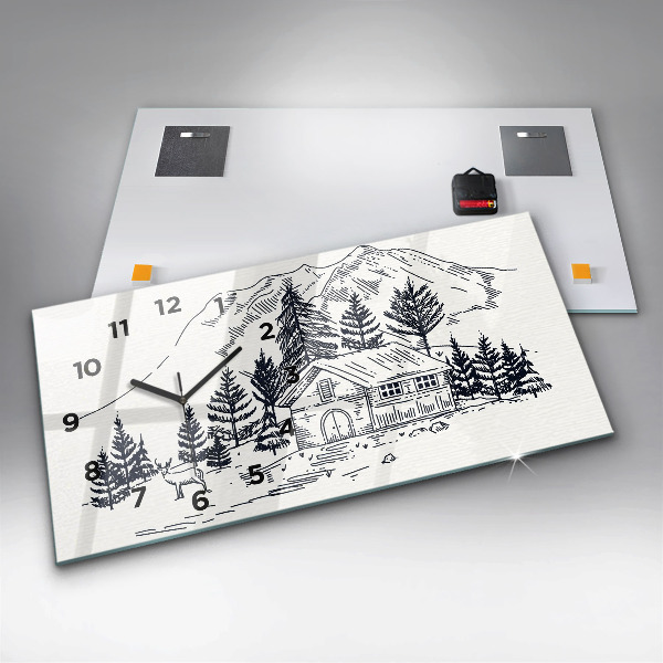 Ceas orizontale de perete din sticlă Oraș de desene animate