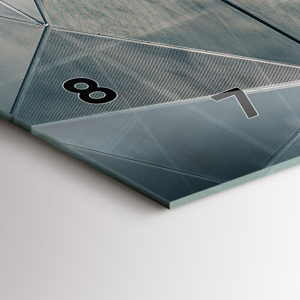 Ceas orizontale de perete din sticlă Triunghiuri abstracte metalice