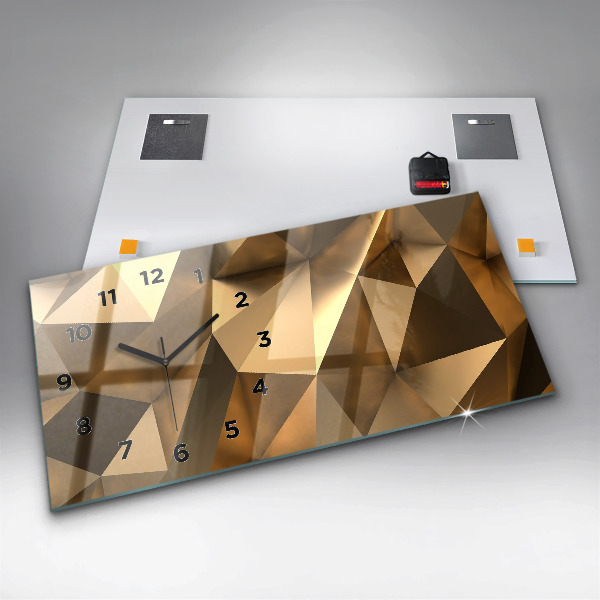 Ceas orizontale de perete din sticlă Textura geometrică