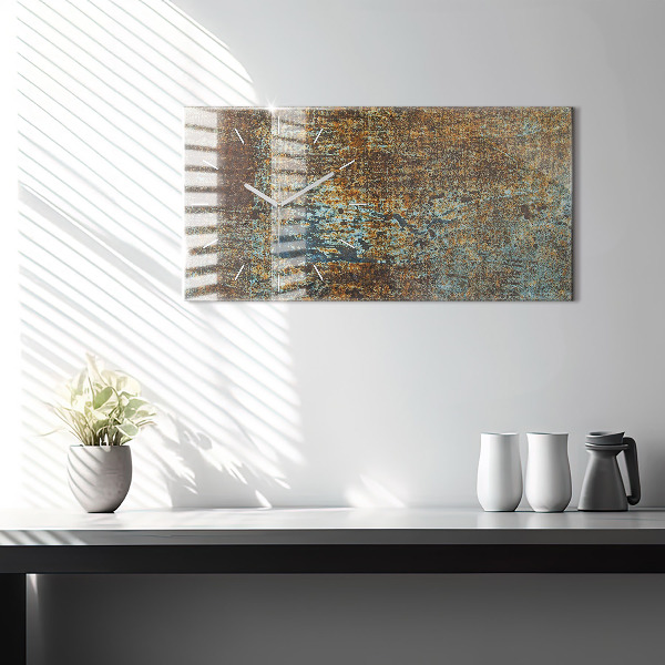 Ceas orizontale de perete din sticlă Textura metalică veche