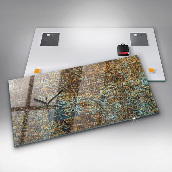 Ceas orizontale de perete din sticlă Textura metalică veche