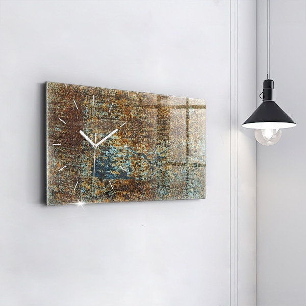 Ceas orizontale de perete din sticlă Textura metalică veche
