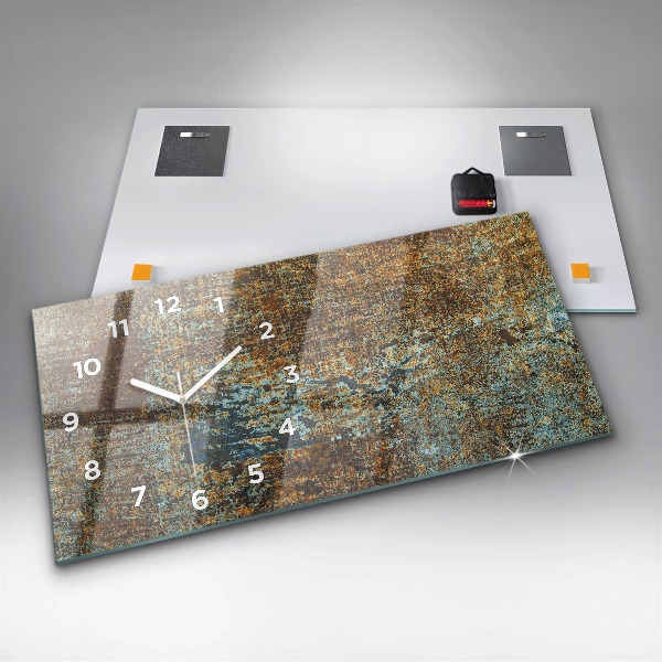 Ceas orizontale de perete din sticlă Textura metalică veche