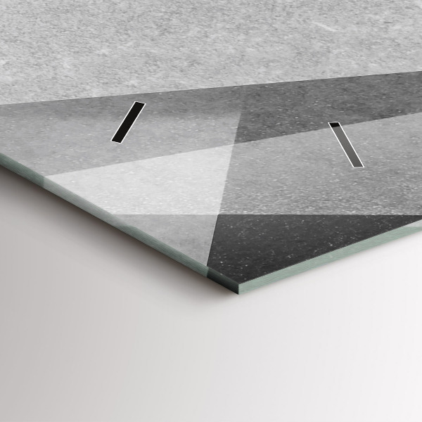 Ceas orizontale de perete din sticlă Abstracție geometrică gri