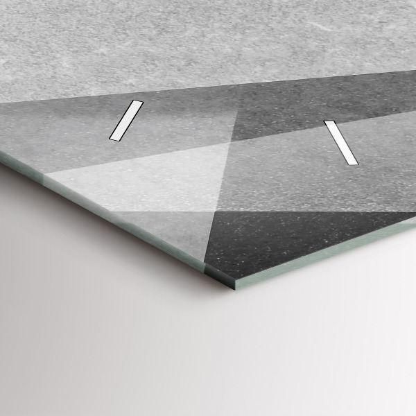 Ceas orizontale de perete din sticlă Abstracție geometrică gri