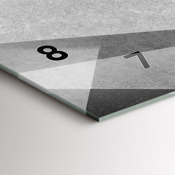 Ceas orizontale de perete din sticlă Abstracție geometrică gri