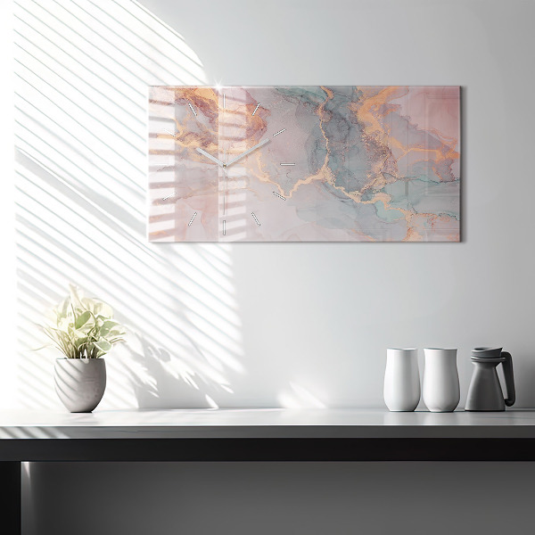 Ceas orizontale de perete din sticlă Textura marmură