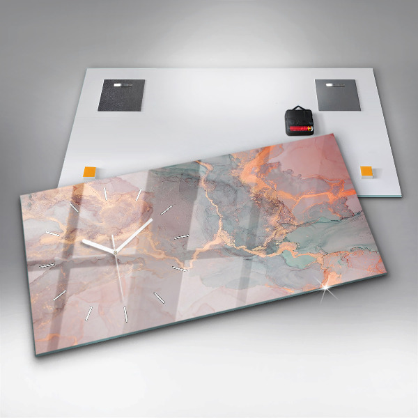 Ceas orizontale de perete din sticlă Textura marmură