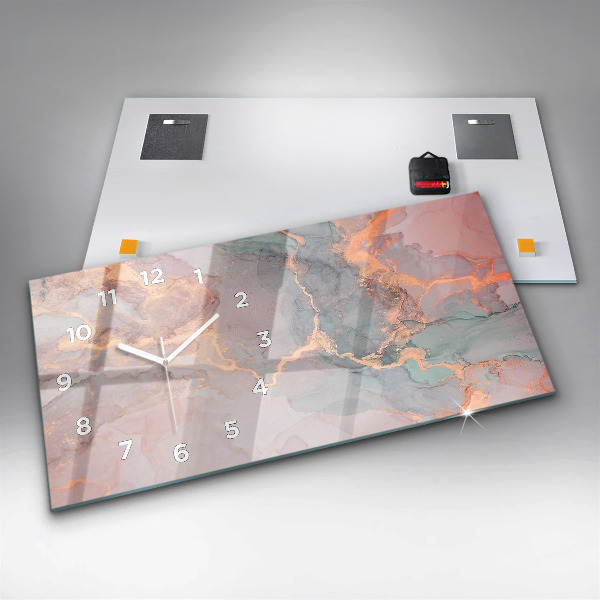 Ceas orizontale de perete din sticlă Textura marmură