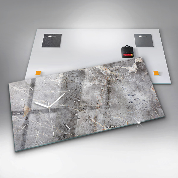 Ceas orizontale de perete din sticlă Piatră de marmură de granit gri