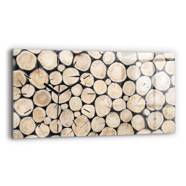 Ceas orizontale de perete din sticlă Tăiați cioturile de copaci