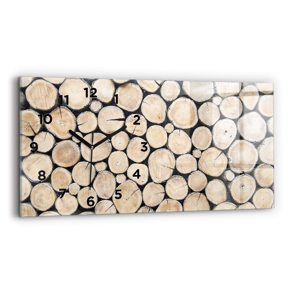 Ceas orizontale de perete din sticlă Tăiați cioturile de copaci
