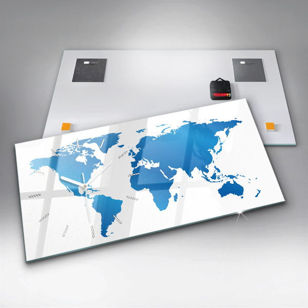 Ceas orizontale de perete din sticlă Harta lumii