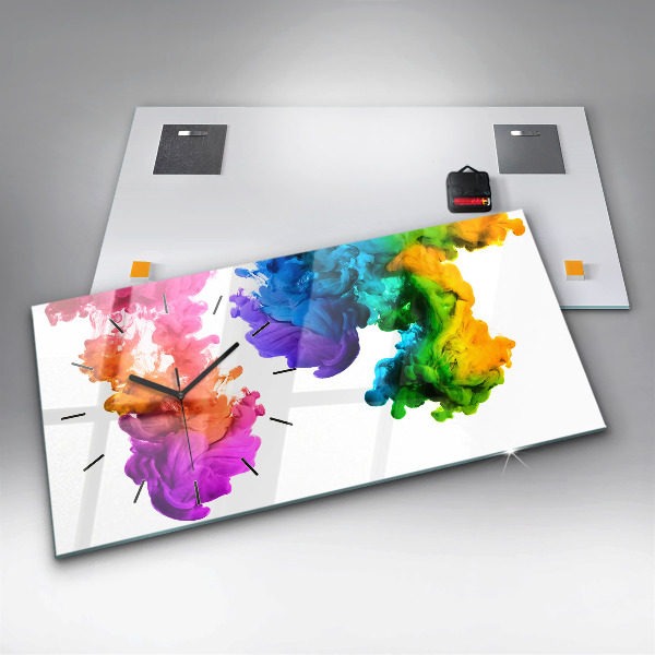 Ceas orizontale de perete din sticlă Un curcubeu de culori