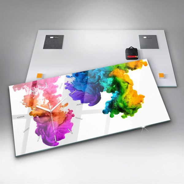 Ceas orizontale de perete din sticlă Un curcubeu de culori